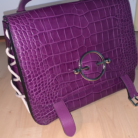J.W. ANDERSON PURPLE LARGE DISC SATCHEL - Croc - Picture 9 of 16
